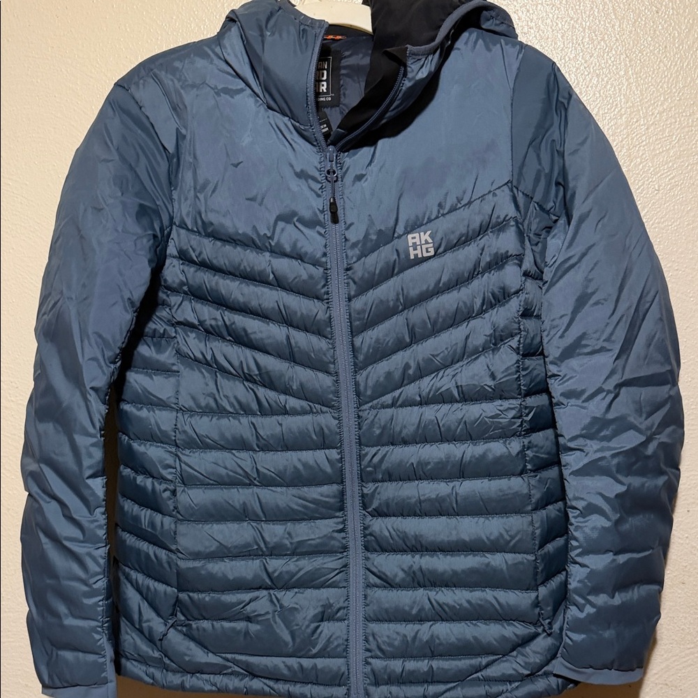 Alaskan Hard Gear Gray/ Navy Puffer goose down fill Jacket